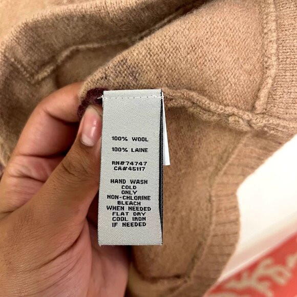 Bob Timberlake Women's Tan Wool Cardigan Sweater With Red Floral Pattern sz Smal - Picture 3 of 5